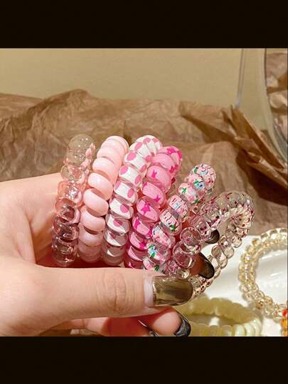 6 قطع/مجموعة ربطات شعر باللون الحلوى للبنات، باندات الشعر، كرانشات الشعر، لا تلحق ضرراً بالشعر