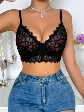 حمالة صدر نسائية أنيقة من التل والشريط مرنة مزودة بسلك فولاذي