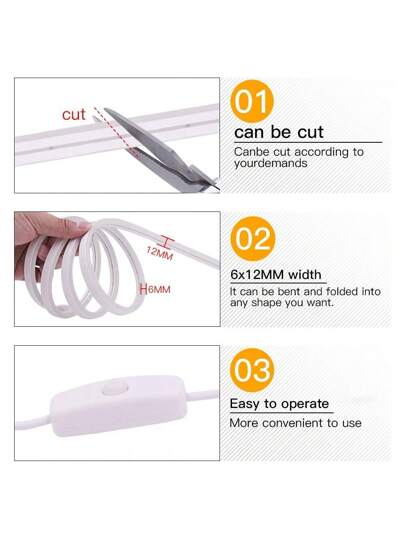 لفة واحدة من شريط الضوء النيوني المرن، بطول يتراوح من 0.5م إلى 5م ، 5 فولت USB، ذو زر تشغيل ، شريط إضاءة LED ثابت اللون، مناسب لغرفة النوم والصالة والحمام والحفلات والزينة الخارجية DIY