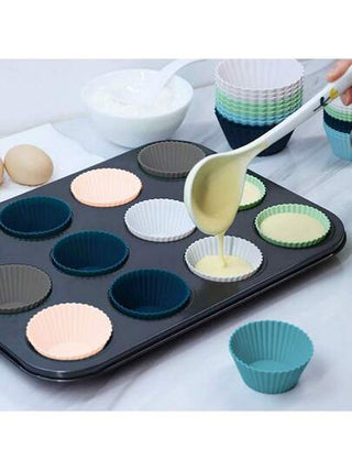 12 قطعة قالب مجموعات الكيك من السيليكون بقطر 2.76 إنش ، دوائر Cupcake قابلة لإعادة الاستخدام ، أكواب خبز عالية الحرارة ، قوالب كعك الخاصة بالفرن الهوائي ، لوازم الخبز ، الأدوات المنزلية للمطبخ