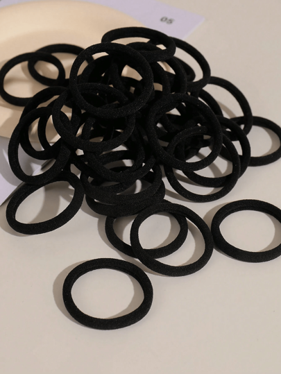 300 قطعة شريط للرأس للبنات، بلون أسود ثابت مرن للاستخدام اليومي، بسيط ومتين، شريط ذيل الحصان السميك، بأسلوب بسيط وأنيق، مرونة عالية وإكسسوارات شعر بلا غرز