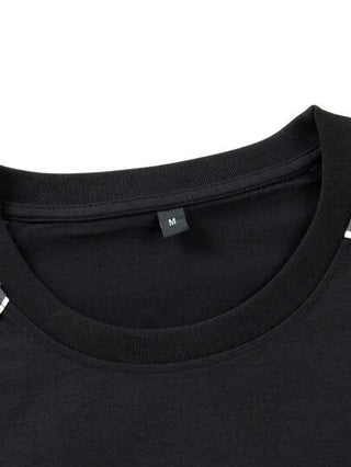 تي شيرت تيشيرت رجالي عصري عارض بأكمام قصيرة وتصميم بالألوان الأمريكية المتداخلة للإستخدام اليومي