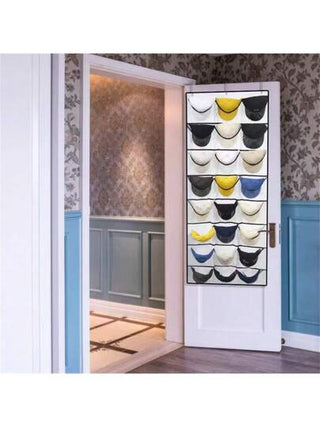 قطعة واحدة - حقيبة تخزين قبعات البيسبول ذات 24 جيب، حامل قبعات علوي من الباب، منظم ورف لحماية وعرض القبعات