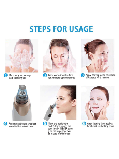 قطعة واحدة مكنسة للرؤوس السوداء للنساء ، منظف للمسام الوجهي، مكنسة شفط للرؤوس السوداء ب-5 مستويات شفط - مجموعة منظف الوجه بالطاقة الكهربائية المعتمدة على USB للكبار صانعة أدوات استخراج متعددة الوظائف للتنظيف