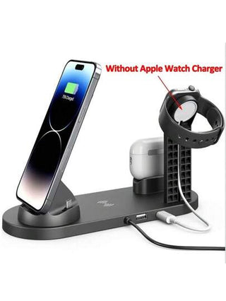 حامل شاحن لاسلكي 6 في 1 متوافق مع 15 14 13 12 11 X، ساعة Apple، ، يدعم ، قاعدة متعددة الأجهزة متوافقة مع 16 15 14 13 12 11/برو/ماكس/ميني/بلس، X، XR، XS/ماكس، SE، 8/بلس، ساعة Apple 1-8، 3/2/برو، iPad، هواتف أندرويد، هدية مناسبة لالأسرة والأصدقاء والأطفال و