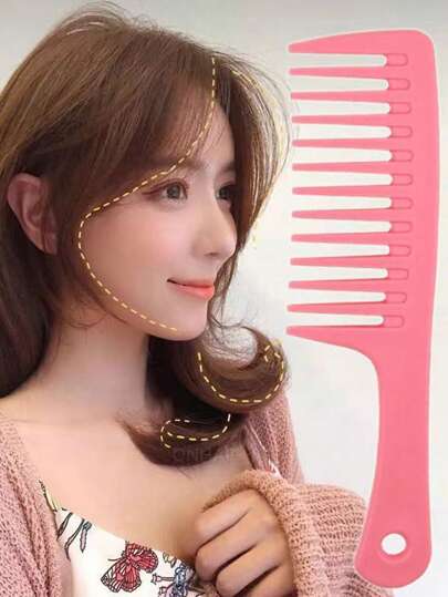 مشط شعر واسع ملون بمقبض سميك للنساء ذوات الشعر الطويل، مشط فك تشابك الشعر للاستخدام المنزلي والتسريح والتقويم