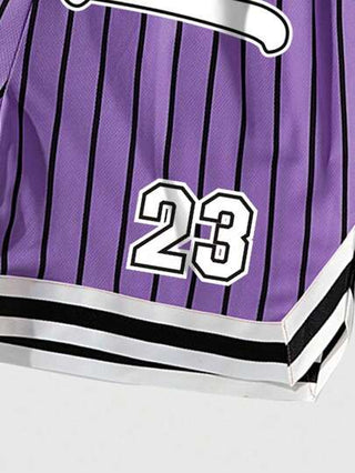 ROMWE MEN Prep شورتات كرة سلة للرجال مطبوعة برسوم كرتونية بشبكة تنفس، قطعتين في 1، مناسبة للبس اليومي في الربيع والصيف، للمدرسة