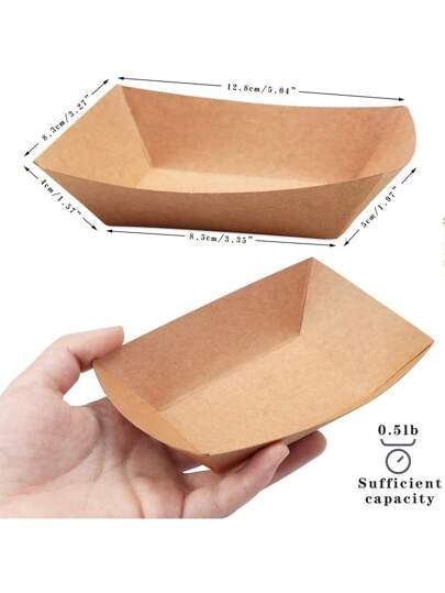 50 حزمة 1/2 رطل من صواني الطعام القابلة للتخلص من الورق البني الكرافت، صوانى تقديم الأغذية الصغيرة للخارج، سلال ، صوانى للوجبات الخفيفة للحفلات، البطاطس المقلية والنتشوز والتاكوز والشواء، مناسبة للمطبخ والهدايا الميلادية