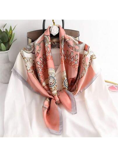 وشاح حماية من الشمس للمرأة بأنماط مرساة القوارب والعلم بحجم 90x90 سم ومتعدد الألوان (أزرق، وردي، أحمر، قهوة، بني، بيج وأبيض) للأربع فصول والمزين برسوم تجميعية، يناسب المرأة المحترفة كوشاح عنق أو حجاب أو منديل باندانا لتزيين مظهرك