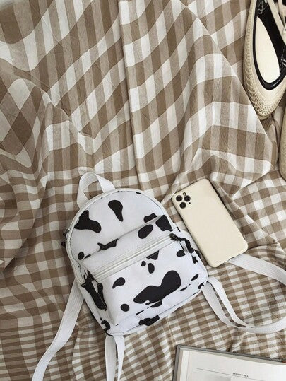 1 قطعة حقيبة ظهر قماش كوني صغيرة ذات نمط نقاط للبقرة اليابانية الظريفة للفتيات، تشمل ميدالية إكسسوار