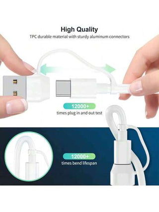 كابل شحن متعدد 4 في 2 لشاحن ساعة أبل و أيفون ،شاحن سفر 4 في 2 للساعة والهاتف متوافق مع منافذ آي أو إس / نوع سي / نوع سي للآيفون 16 15 14 13 12 11 / جالاكسي أندرويد