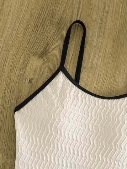 مايوه حريمي قطعة واحدة DAZY مايوه نسائي بقطعة واحدة مع حواف لونية متباينة