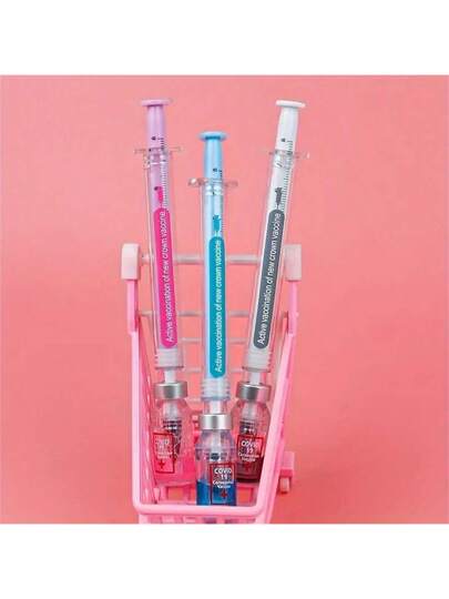 1/3 قطع أقلام مياه بشكل محقنة حقن المياه، أقلام حبر محايد بتصميم إبرة التطعيم ذات شكل مرشات الماء المضغوط المحايدة، أقلام عشوائية