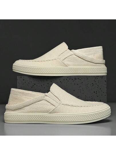 أحذية رياضية كاجوال رجالية بنمط بوهيمي من كانفاس مريحة للارتداء، أحذية صيفية تنفس