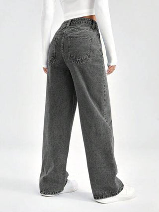 EZwear جينز نسائي بقصة واسعة وجيوب لارتداء يومي عارض