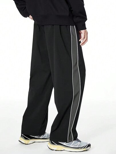 Manfinity Dauomo بنطلون كاجوال للرجال بقصة مستقيمة وتصميم بلوك الألوان مريح للإرتداء اليومي