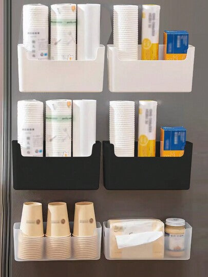 صندوق تخزين بسيط للمطبخ باللون الأسود / الأبيض / الشفاف للتثبيت على الحائط؛ صندوق تخزين للأثاث في المنزل؛ تخزين الجوارب في الخزانة، وتخزين مستحضرات التجميل في الحمام على الحائط.