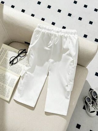 SHEIN بنطلون كاجوال للأولاد الرضع بخصر مطاطي وجيب ديكوري