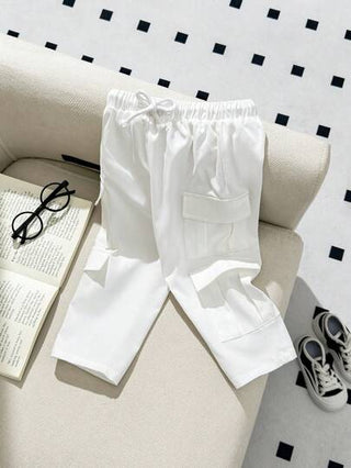 SHEIN بنطلون كاجوال للأولاد الرضع بخصر مطاطي وجيب ديكوري