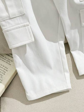 SHEIN بنطلون كاجوال للأولاد الرضع بخصر مطاطي وجيب ديكوري