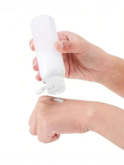 5 قطع عبوة شفافة سعة 3.4 أونصة ذات كتف دائري وغطاء ذو مفصلة فراشة، أوعية سفر للعينات الصغيرة والمستحضرات الجمالية سعة 100 مل/3.38 أونصة، مضاد للتسرب، صالح للاستخدام في السفر وعند التنقل، ملحقات محمولة