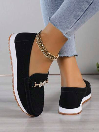 حذاء نسائي جديد من نوع سهل الارتداء سهل التزلج، بكعب منصة مريح ، في مقاس كبير