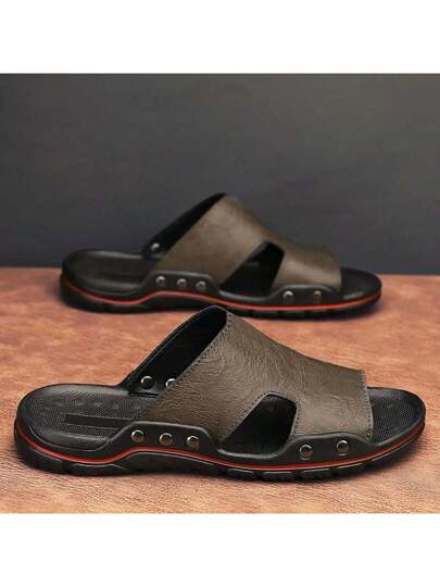 صنادل رجالية عصرية جديدة للصيف، شباشب رجالية عصرية خفيفة مفتوحة من الأمام لشاطىء البحر، نعل سميك مقاوم للانزلاق والتآكل للرجال