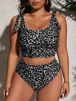 Swim Lushoire مجموعة تانكيني للسباحة مطبوع عليها زهور لأجازة الصيف و الشاطئ للمقاسات الكبيرة