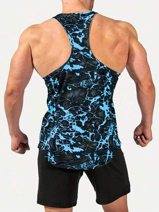 Manfinity Sport PWRUP تيشرت رياضي وبلوزة علوية بطبعات عشوائية للرجال من طراز صديق