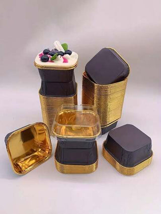 50/25 قطعة من أكواب الخبز الورقية اللامعة والمربعة بحواف ملتفة ومغلفة بغطاء ، لتقديم الكعك في المناسبات والمناسبات الخاصة والحفلات ، مقاوم للزيت والحرارة، موضوع عيد الميلاد/عيد الهالوين