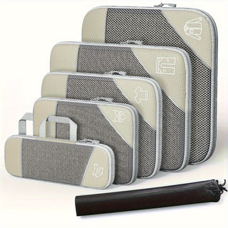 مجموعة مكعبات ضغط CRAZYLION 6 قطع، من البوليستر لتنظيم الأمتعة والسفر، حقائب تخزين قابلة للتمدد للأمتعة، غير قابلة للغسل، مجموعة مكعبات الضغط | السفر المنظم | مكعبات الضغط من البوليستر، معدات السفر