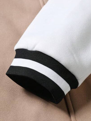 Manfinity EMRG سترة رجالية بقصة فضفاضة وشعارات إعلانية ورسومات جرافيك بدون غطاء للرأس