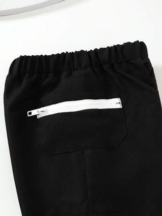 SHEIN مجموعة من قطعتين سراويل تريكو مطبوع عليها أحرف للأولاد الصغار، مريحة وكاجوال، مناسبة للهروب والعطلات والسفر والاسترخاء والاستجمام تحت أشعة الشمص في الصيف