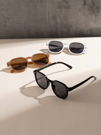 3 قطع نظارات شمسية أطفال مزخرفة بالنيتات الهندسية، شخصية ومناسبة للتنزه والشارع، إكسسوارات أنيقة