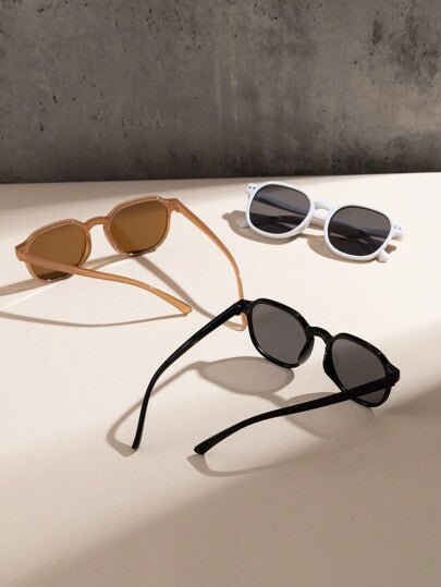 3 قطع نظارات شمسية أطفال مزخرفة بالنيتات الهندسية، شخصية ومناسبة للتنزه والشارع، إكسسوارات أنيقة