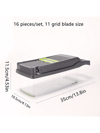 16 قطعة/مجموعة، قطاعة الخضروات، قطاعة الفاكهة متعددة الوظائف، مبشرة الطعام اليدوية، قطاعة الخضروات، شفرات مع وعاء، قطاعة البصل، مبشرة البطاطس، أدوات المطبخ، ضروريات السكن الجامعي، مستلزمات المطبخ