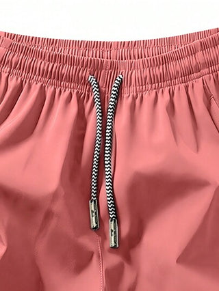 سروال رياضي رجالي بخصائص فريدة، حزام خصر برباط قابل للتعديل وجيب بسحاب مضاد للضياع، 3/4 طول