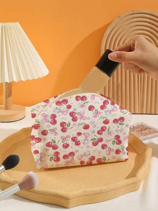 ROMWE Kawaii حقيبة مكياج بشكل أوكتاغون ذات نسيج الفينيل ذات نمط الكرز