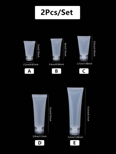2 قطعة/مجموعة أنابيب بلاستيكية قابلة لإعادة التعبئة قابلة للضغط، عبوات تجميل شفافة أنابيب بلاستيك ناعمة، زجاجات سفر، اكسسوارات محمولة للتخزين