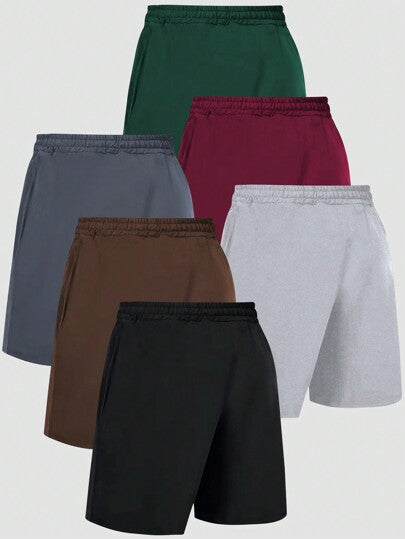 طقم شورتات رجالية 6 قطع، شورتات صيفية ملونة وصل حديثا للرياضة والترفيه عن الشاطئ، شورتات كلاسيكية رياضية مع خصر مطاطي متوفرة بجيوب للجري والأنشطة الخارجية، طول الساق 5 انش