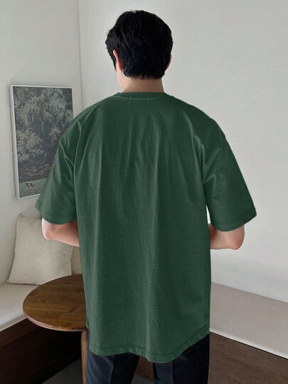 DAZY تي شيرت رجالي صيفي بياقة دائرية وأكمام قصيرة بلون موحد عارضة