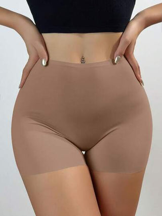 سراويل سلامة نسائية من الحرير الصقيعي السلس بتصميم مضاد للضوء وحواف غير ملتفة، شورت بوكسر للنساء بخصر متوسط للتدليك