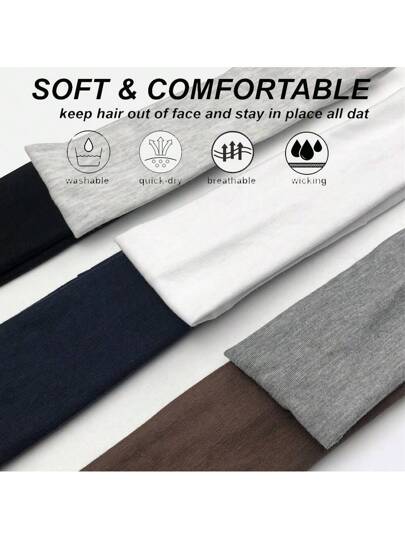 6 قطع شريط رياضي ماص للعرق متعدد الألوان الأساسية، شريط للشعر للركض واللياقة البدنية لحماية الجبهة، شريط اليوغا الكاجوال للنساء والرجال باللون الأسود والأبيض والرمادي والبني والأزرق الكحلي