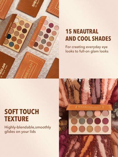 SHEGLAM لوحة ظلال العيون Afterglow Palette 15 لونًا من ظلال العيون اللامعة غير اللامعة بدرجات ألوان محايدة وباردة تدوم طويلاً وناعمة وظلال عيون احترافية لمكياج العيون مستحضرات تجميل ظلال العيون لحفلات وعيد الميلاد عيد الأب التخرج عيد الميلاد العطلة...