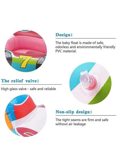 طوافة حمام السباحة، تصميم سيارة جميلة، طوافة قابلة للنفخ للصيف والشواطئ، قارب نفخ مع مقبض وكرسي أمان ، سرير طافي للبحيرات والمسابح ومرتبة طافية