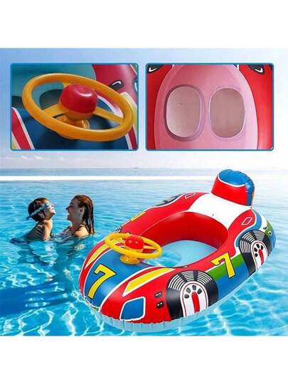 طوافة حمام السباحة، تصميم سيارة جميلة، طوافة قابلة للنفخ للصيف والشواطئ، قارب نفخ مع مقبض وكرسي أمان ، سرير طافي للبحيرات والمسابح ومرتبة طافية