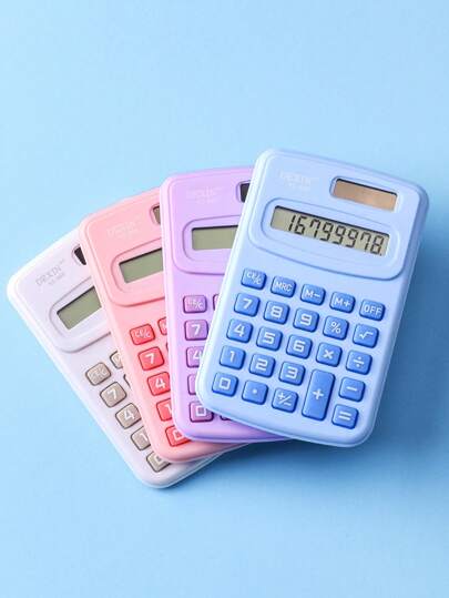 أدوات مكتبية ومدرسية آلة حاسبة محمولة صغيرة باللون الأزرق مزودة ببطارية 1 قطعة، آلة حاسبة صغيرة أنيقة ب- 8 أرقام للطلاب / المحاسبة / الاستخدام الخارجي، لوازم مكتبية جميلة للفتيات