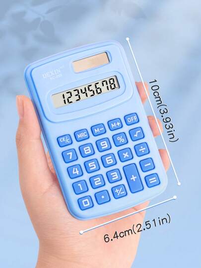 أدوات مكتبية ومدرسية آلة حاسبة محمولة صغيرة باللون الأزرق مزودة ببطارية 1 قطعة، آلة حاسبة صغيرة أنيقة ب- 8 أرقام للطلاب / المحاسبة / الاستخدام الخارجي، لوازم مكتبية جميلة للفتيات