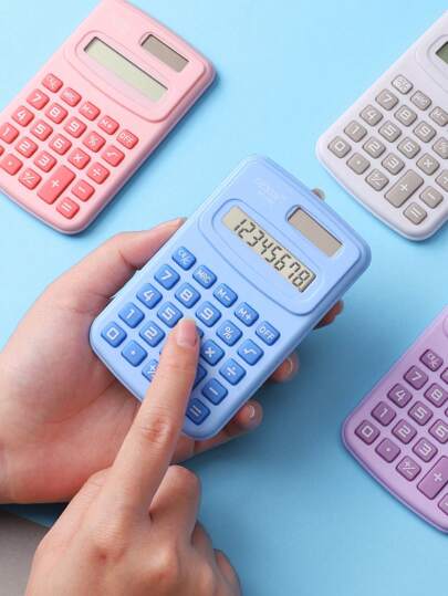 أدوات مكتبية ومدرسية آلة حاسبة محمولة صغيرة باللون الأزرق مزودة ببطارية 1 قطعة، آلة حاسبة صغيرة أنيقة ب- 8 أرقام للطلاب / المحاسبة / الاستخدام الخارجي، لوازم مكتبية جميلة للفتيات
