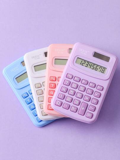 أدوات مكتبية ومدرسية آلة حاسبة محمولة صغيرة بطارية واحدة لونها أرجواني، لوازم مكتبية لطيفة ورائعة للفتيات 8أرقام، عمليات حسابية رياضية وحسابية